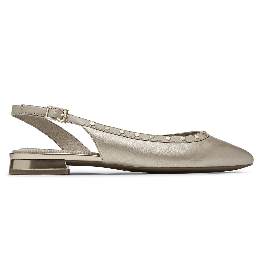 Rockport Total Motion Zuly Studded Slingback - Womens Flats - Beige - NZ (EHW-954821)